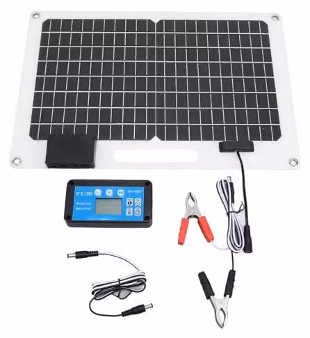 Pannello solare da 100W, monocristallino, 12V/24V, con porta USB e regolatore da 100A