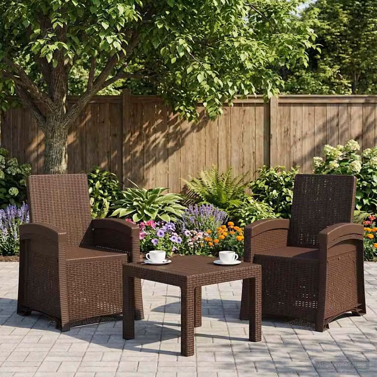 Set di 2 sedie da giardino reclinabili vidaXL in effetto rattan marrone con braccioli