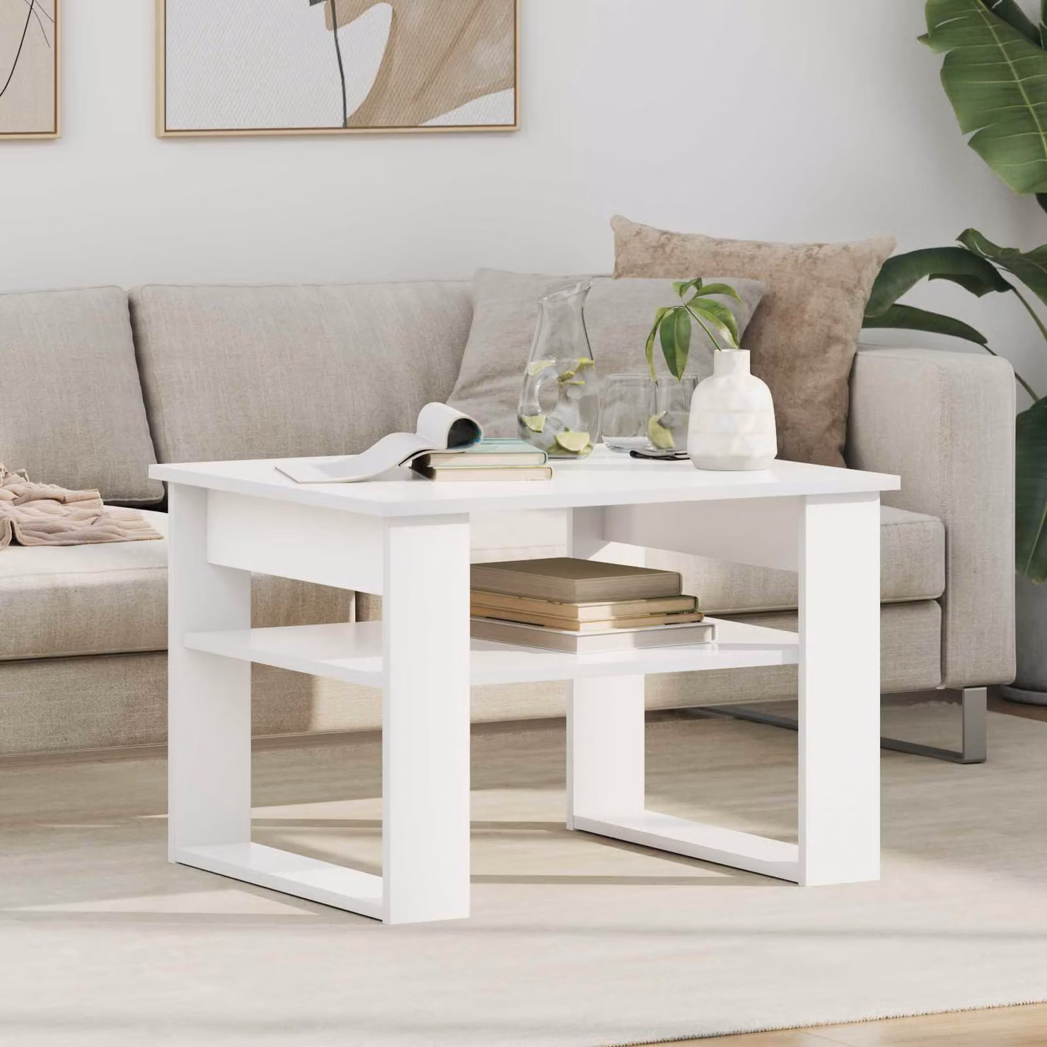 Maison Exclusive - Tavolino bianco, dimensioni 64 x 54 x 44 cm, realizzato in materiale composito di legno