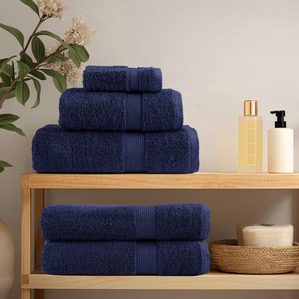 vidaXL Set ASciugamani SOLUND 8 pz Blu Navy 600 gsm