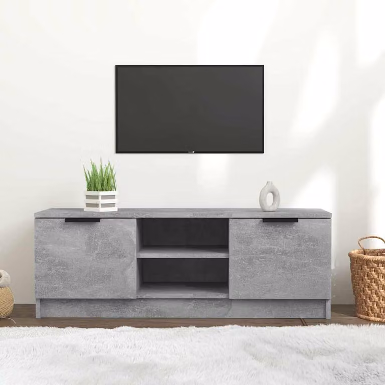vidaXL Mobile Porta TV Moderno in Legno e MDF Grigio Cemento L: 102 cm, P: 35 cm, H: 36,5 cm