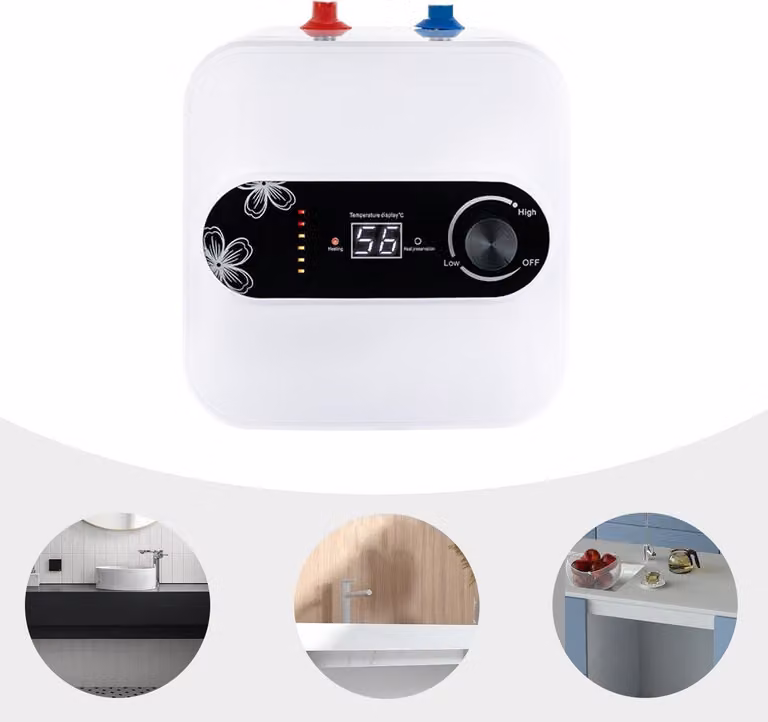 Scaldabagno elettrico da 8 litri, 1500 W, in plastica e acciaio inossidabile, per cucina e bagno