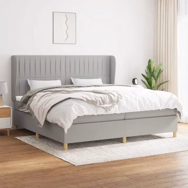 Letto Ibrido vidaXL con Materasso a Molle Grigio Chiaro e Bianco L/P/H: 200 x 200 x 31 cm – 1