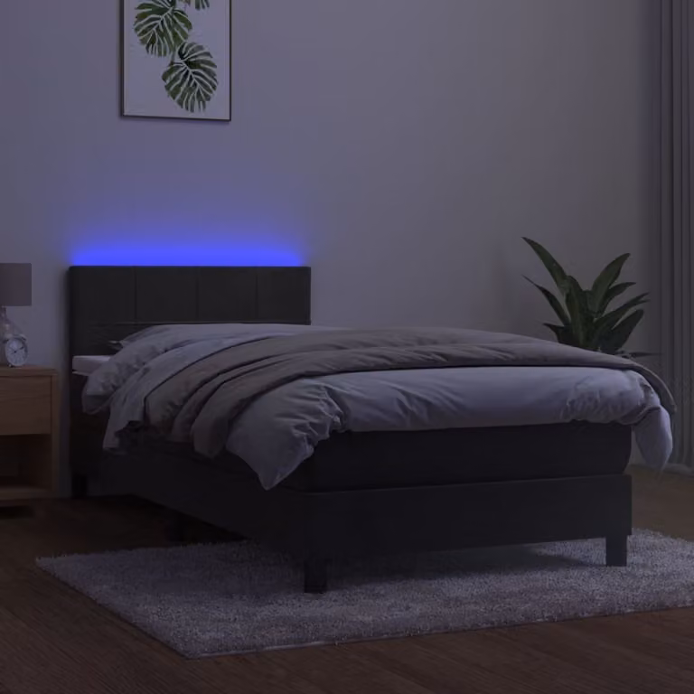 Maison Exclusive - Letto a Molle con Materasso e LED Grigio Scuro 80x200cm Velluto