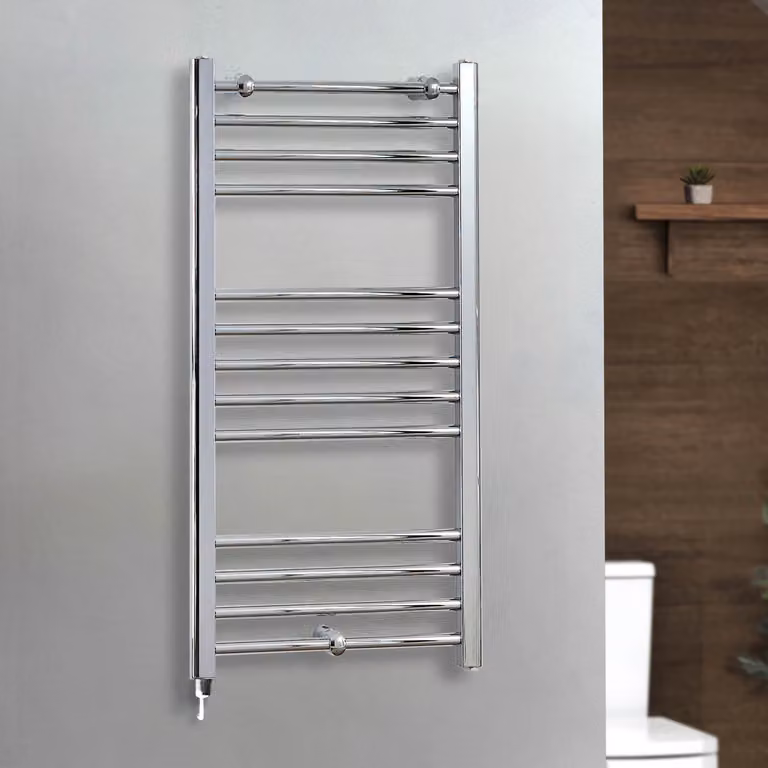 Scaldasalviette Elettrico Diritto Cromato - 1000mm x 500mm  - con Elemento Semplice con Presa Elettrica - Kent - ECOSO by Hudson Reed