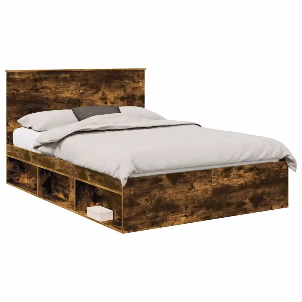 Struttura del letto in pino massello vidaXL colore Rovere Fumo L: 135 cm, P: 190 cm – 2