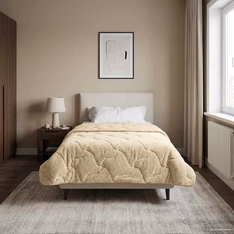 Piumone Completo Annuale Trapuntato vidaXL in Microfibra Beige L: 155 cm x P: 200 cm