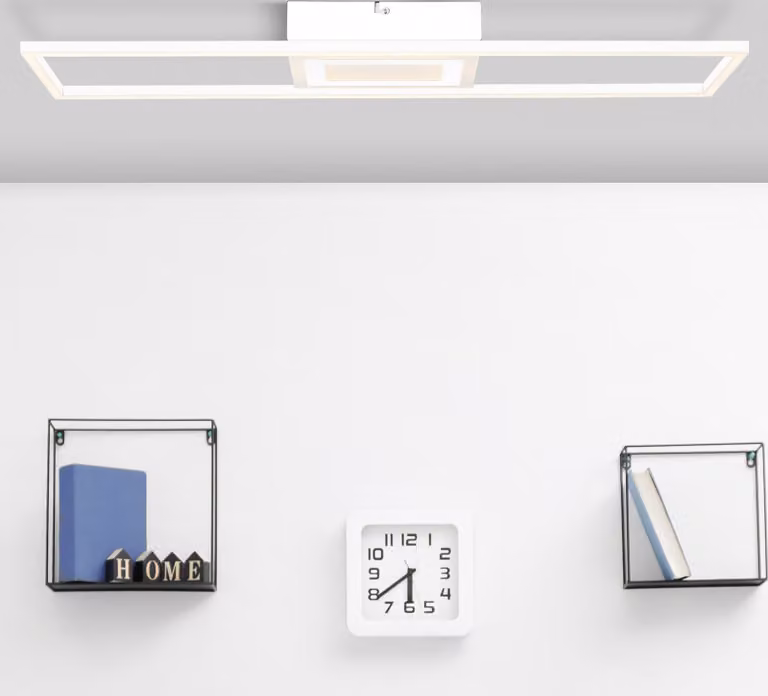 BRILLANTE plafoniera moderna a LED bianca Besson| dimmer a 3 livelli tramite interruttore a parete | funzione memoria | metallo/plastica | 32 watt 3300 lumen 3000 Kelvin | 75x22cm