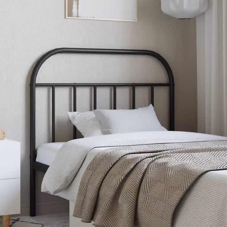 Testiera di ricambio vidaXL in metallo nero laccato, stile classico, L: 112 cm