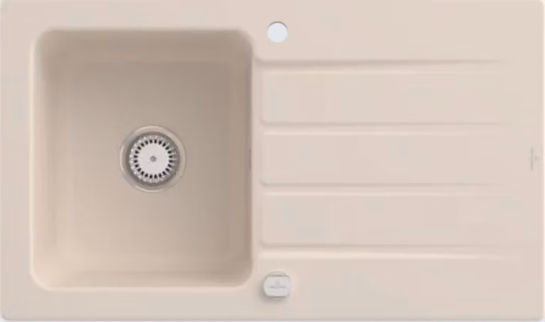 Lavello da cucina rettangolare Villeroy&Boch, lavello da cucina con scolapiatti Architectura 50 Ivory 86x51cm,3350 01 R1