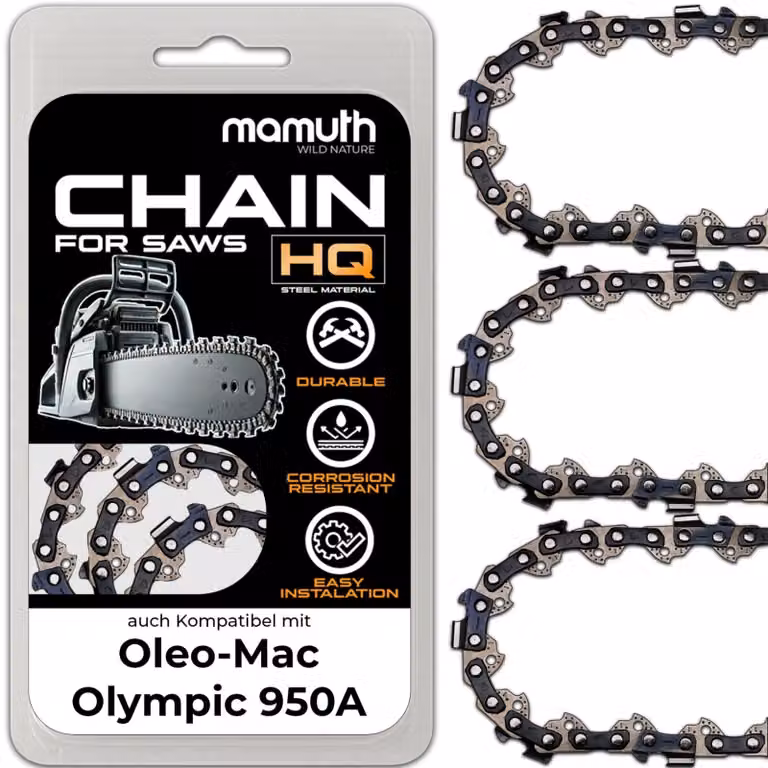 3 catene per motosega, catena motosega da 45 cm, 1,5 mm, 0,325", 72 maglie, compatibili con Oleo-Mac Olympic 950A