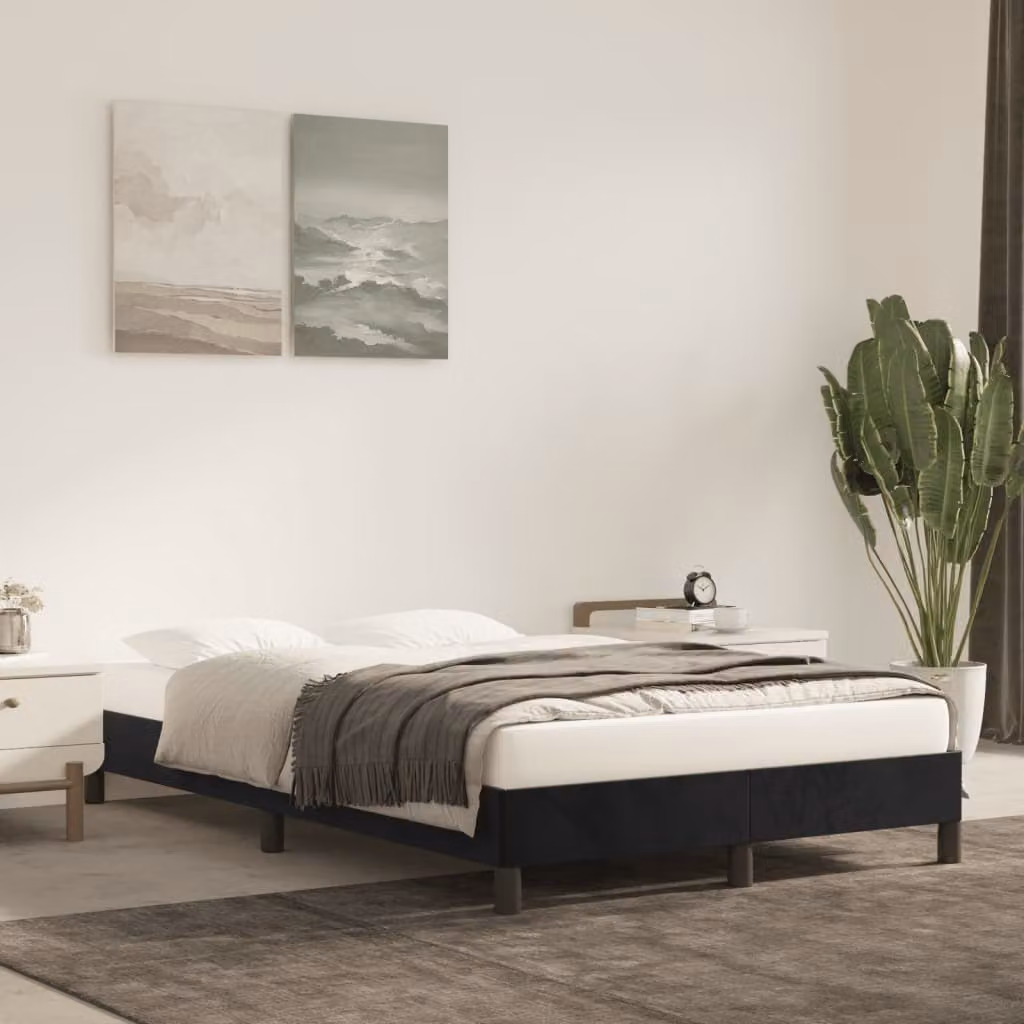 The Living Store struttura letto nera 120x200 cm in velluto