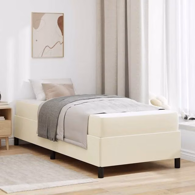 Letto moderno con materasso a molle vidaXL in tessuto beige L 80 cm x P 200 cm x H 203 cm