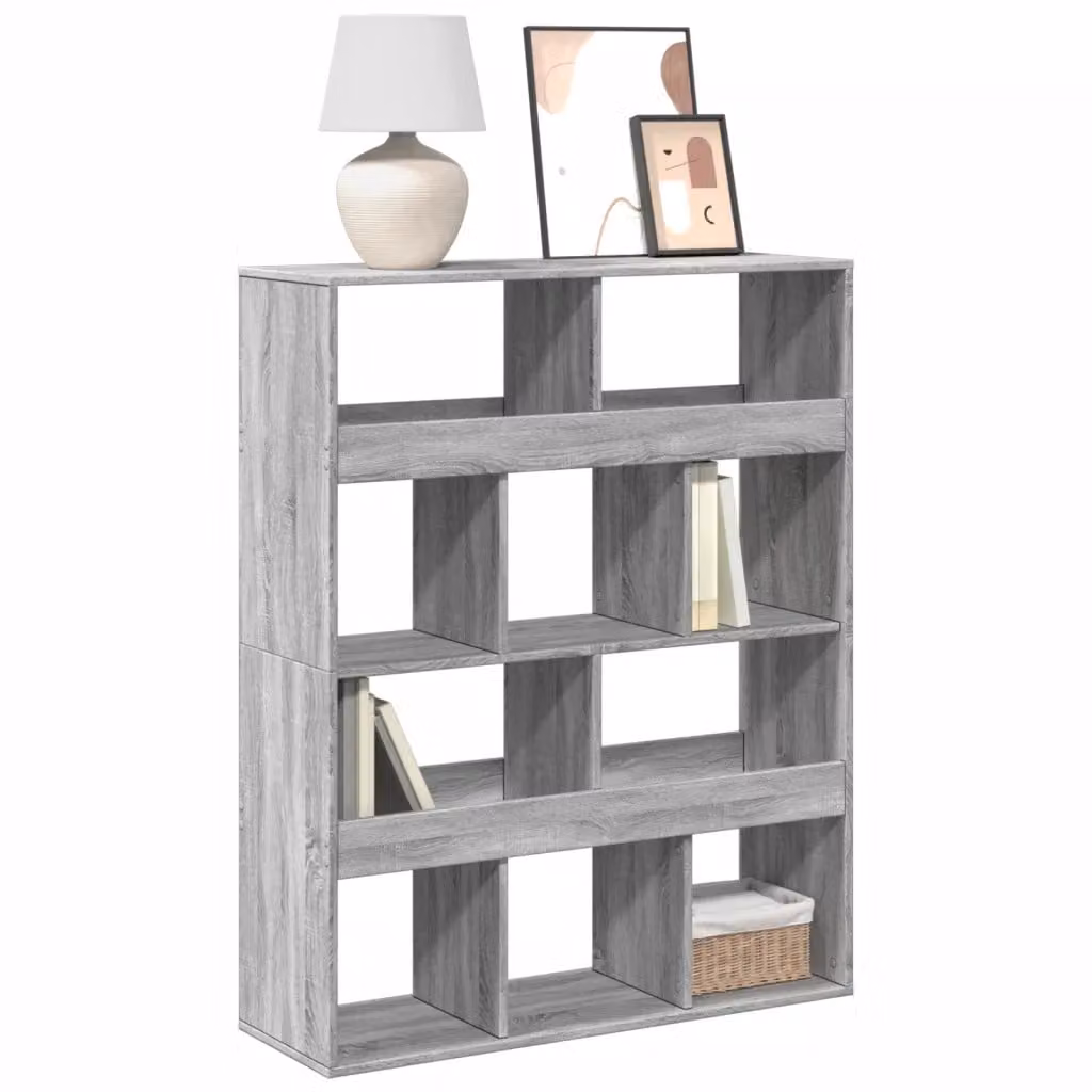 Libreria vidaXL Grigio Sonoma in Legno Multistrato e MDF, L 100 cm x P 33 cm x H 125,5 cm