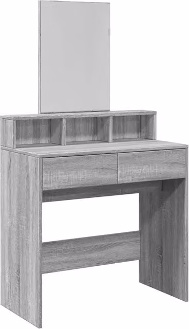 Toeletta moderna con specchio in colore grigio Sonoma, L: 80 cm, P: 41 cm, H: 144,5 cm