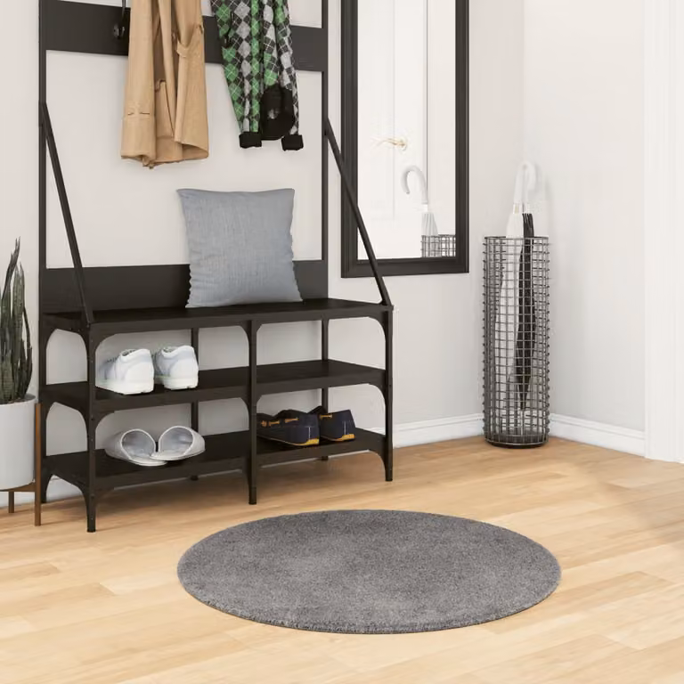 vidaXL Tappeto Rotondo HUARTE Antracite Lavabile e Antiscivolo Ø 80 cm