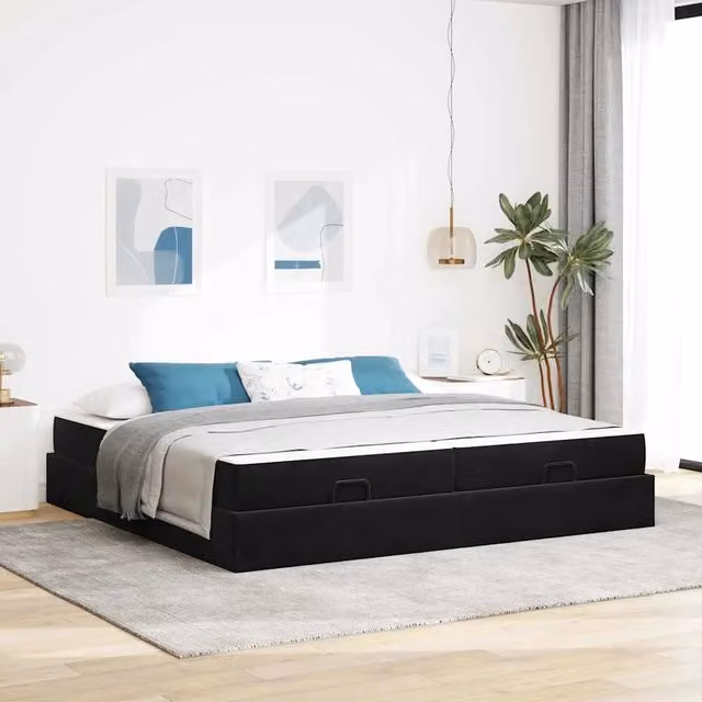 Struttura letto con materasso 2 pz Nero Velluto 3399584
