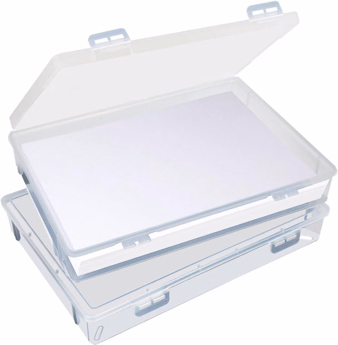 Contenitori trasparenti con coperchio, 2 pezzi, dimensioni 32 x 22 x 5 cm, ideali per documenti