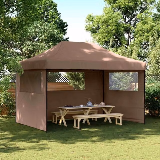 Tenda Party-Tenda da festa Marrone 279 x 410 x 315 cm Tessuto Oxford 657484