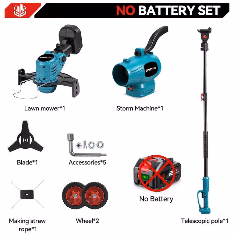 Tagliaerba, trimmer e soffiatore 3-in-1 - Tagliaerba a batteria X11 - 2500 W - Soffiatore a 200 m/s - Compatibile con batterie da 18V - Senza batteria