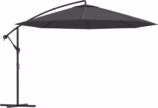 Ombrellone a sbalzo DESIGN IN con palo in alluminio e copertura in poliestere, colore antracite, diametro 350 cm – 1