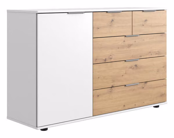 Cassettiera combinata Gibraltar 130x41x90cm bianco / rovere Artisan