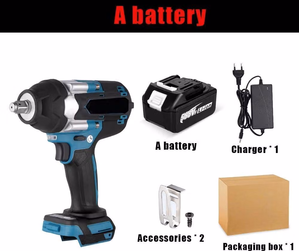 Set di avvitatori a percussione a batteria - 1/2" (1,27 cm) - Coppia di serraggio: 1200–1800 Nm - Motore brushless - Adatto per auto e camion - Ricaricabile con 1 batteria - Modello 1