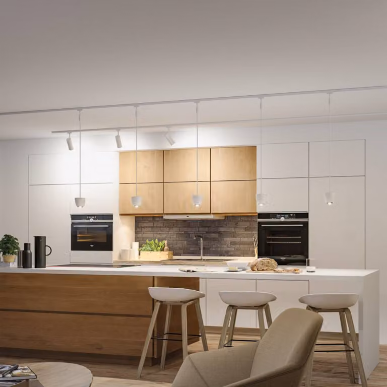 Paulmann URail Smart LED a sospensione Tyros, bianco segnale, ZigBee dimmerabile, Bianco / Opale, Soggiorno / Sala da pranzo, Plastica, Moderno