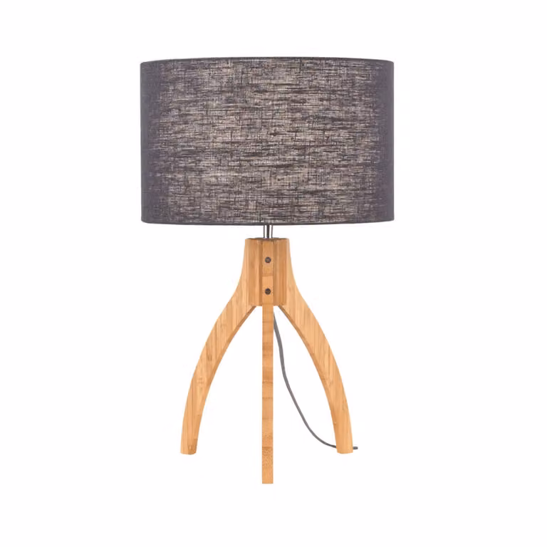 GOOD&MOJO - Lampada da tavolo Annapurna - Grigio scuro/bambù - Ø36cm Lampada da tavolo - Lampada da comodino, soggiorno, camera da letto