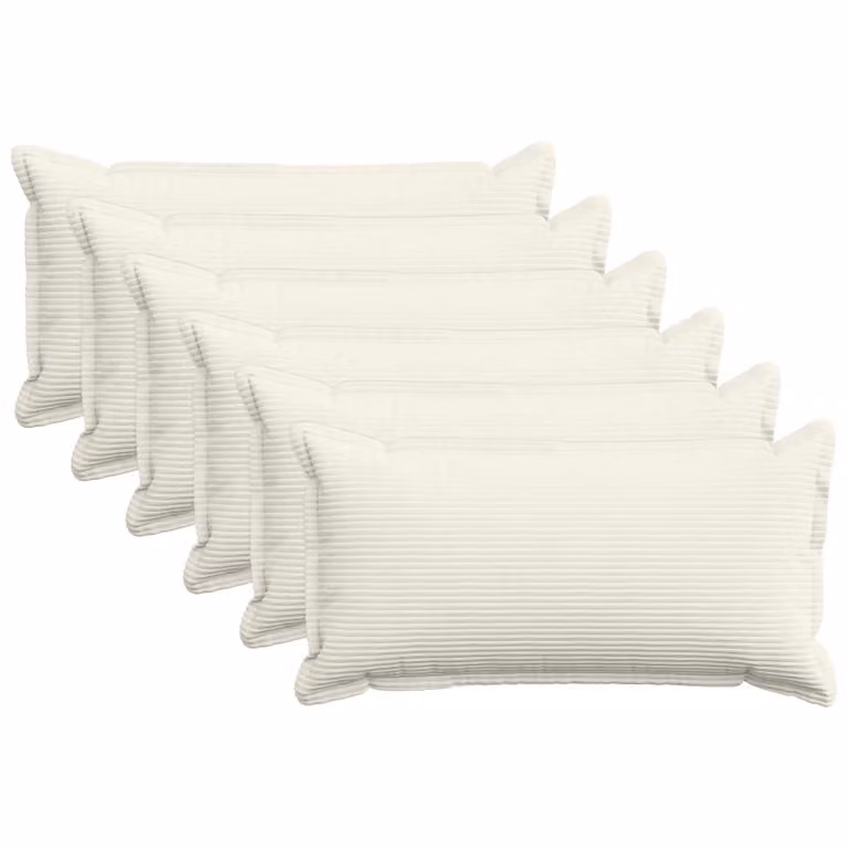 Set di 6 federe vidaXL HOUTEN in velluto a coste, colore beige, L 80 x P 40 cm