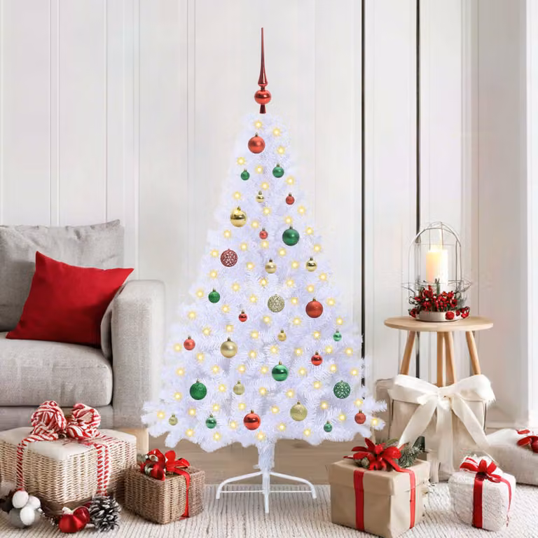 vidaXL Albero di Natale artificiale Bianco 150 cm PVC e Acciaio