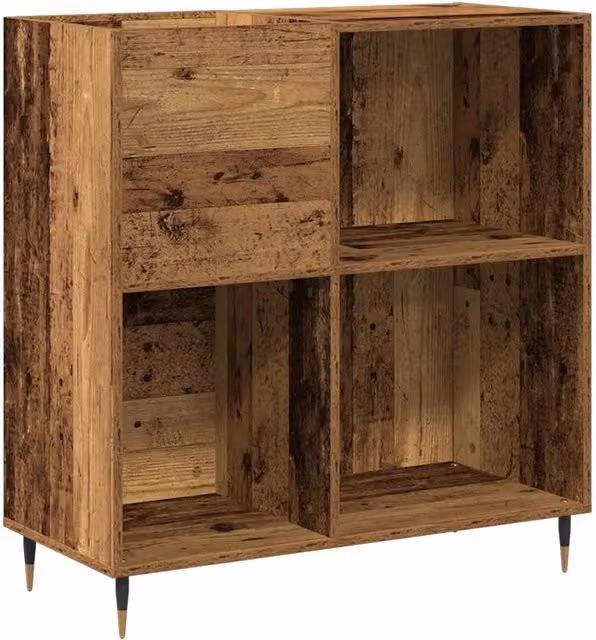 Mobile porta vinili in legno stile industrial marrone L: 85 cm, P: 38 cm, H: 89 cm CFW6139983 – 1