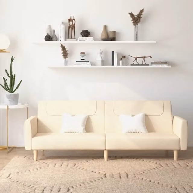 Divano Letto a 2 Posti-Sofa Letto 2 Posti-Daybed Crema in Tessuto 585658