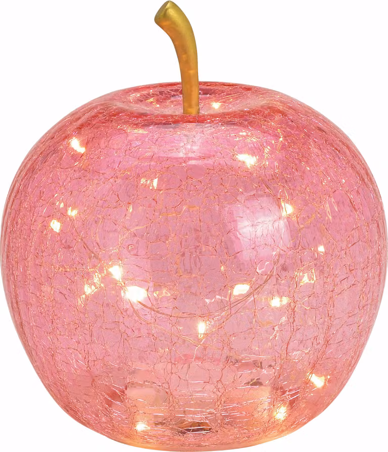 3.08 Mela di vetro con 20 luci LED - Ø 16 cm - batteria luminosa decorativa - colore: rosa