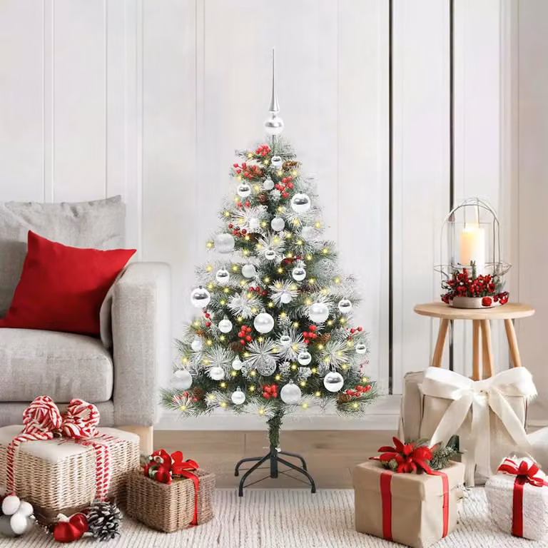 Albero di Natale artificiale moderno vidaXL con luci LED bianco caldo, verde e bianco, Altezza: 120 cm