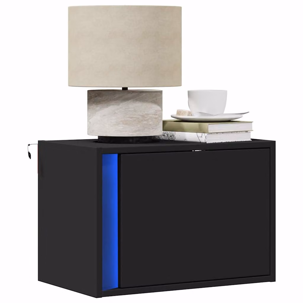 Comodino da parete moderno vidaXL con luci LED integrate, nero opaco