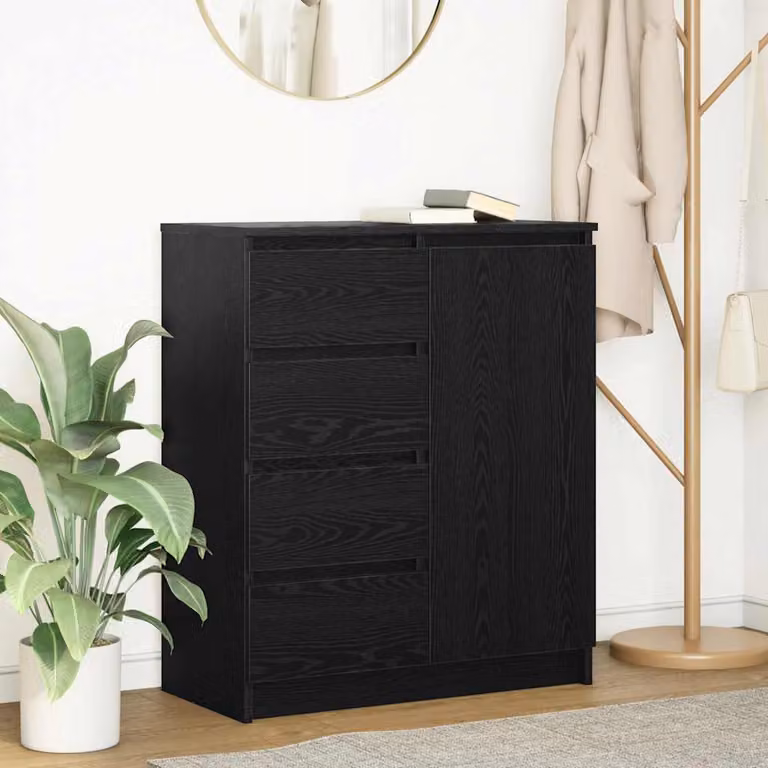 Credenza con cassetti vidaXL in legno multistrato e MDF, colore nero, L 71 cm x P 35 cm x H 84 cm
