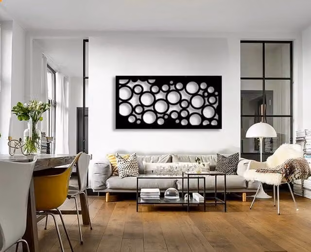 CIRCLE - Pannello in PVC traforato - Parasole Misura: 98x198 cm, Colore: nero