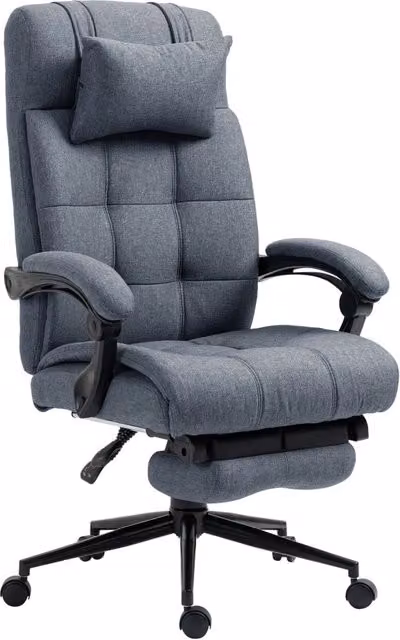 Sedia Poltrona Presidenziale da Ufficio Executive GIORDANOSHOP Grigia con Poggiapiedi e Riposo Testa L: 70 cm, P: 66 cm, H: 116-124 cm – 1
