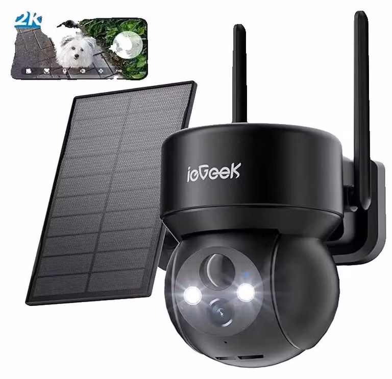 Telecamera di sorveglianza esterna, risoluzione 2K, batteria da 5200 mAh, zoom digitale 4x, impermeabile IP66, visione notturna 10 metri