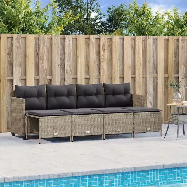 Set Divano da Giardino 5pz con Cuscini Grigio Chiaro Polyrattan 3261538