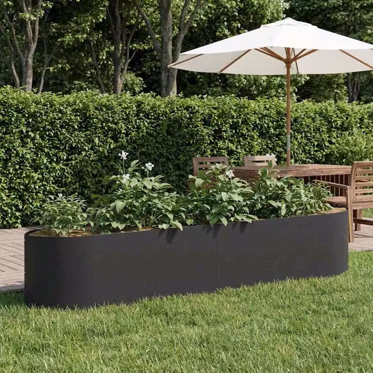 Letto rialzato da giardino vidaXL in acciaio nero L: 220 cm, P: 40 cm, H: 40 cm