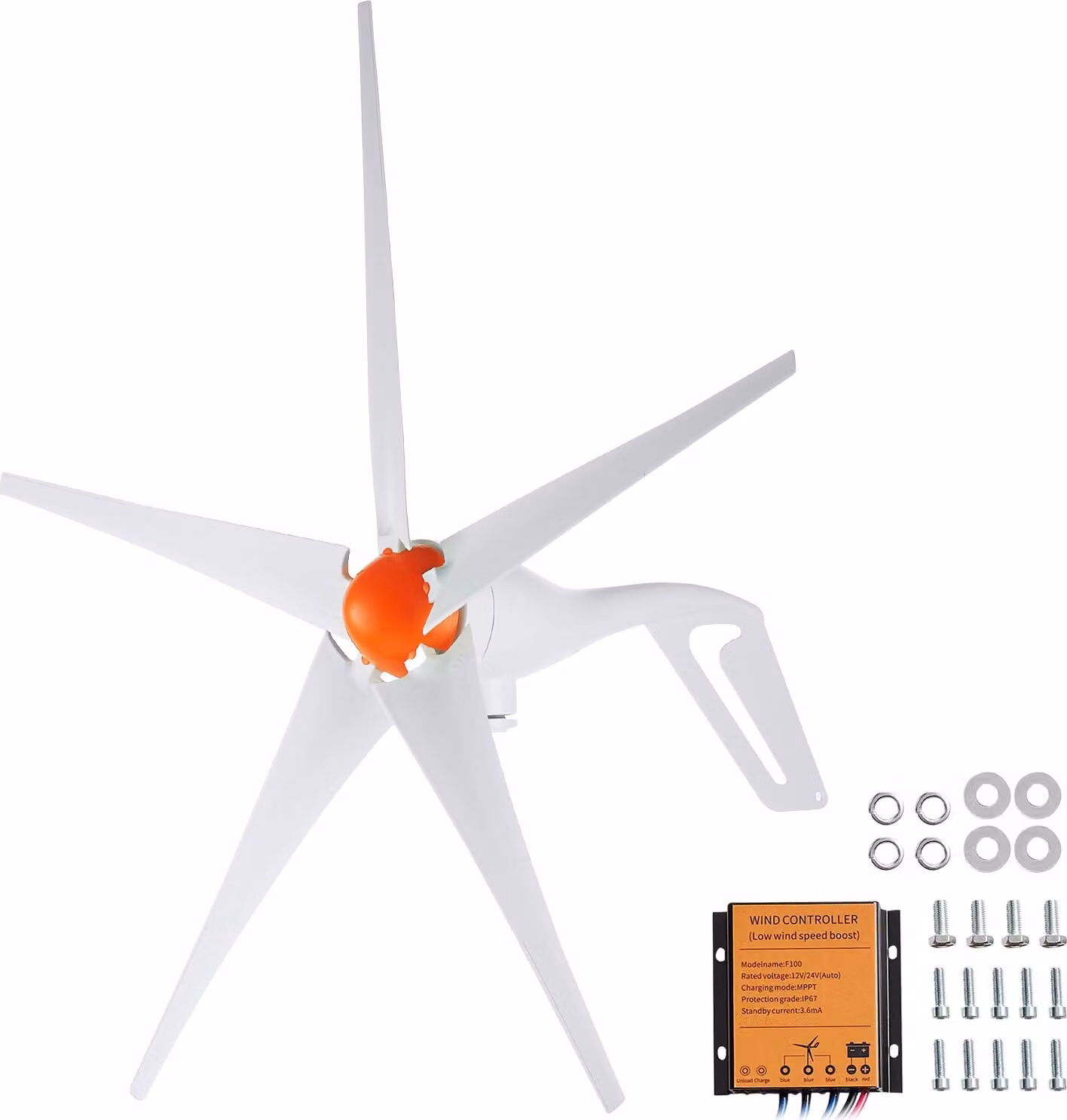 500 W turbina eolica 12 V generatore eolico a 5 pale con controller MPPT direzione del vento regolabile e velocità del vento di partenza di 2,5 m/s adatto per casa fattoria caravan barche