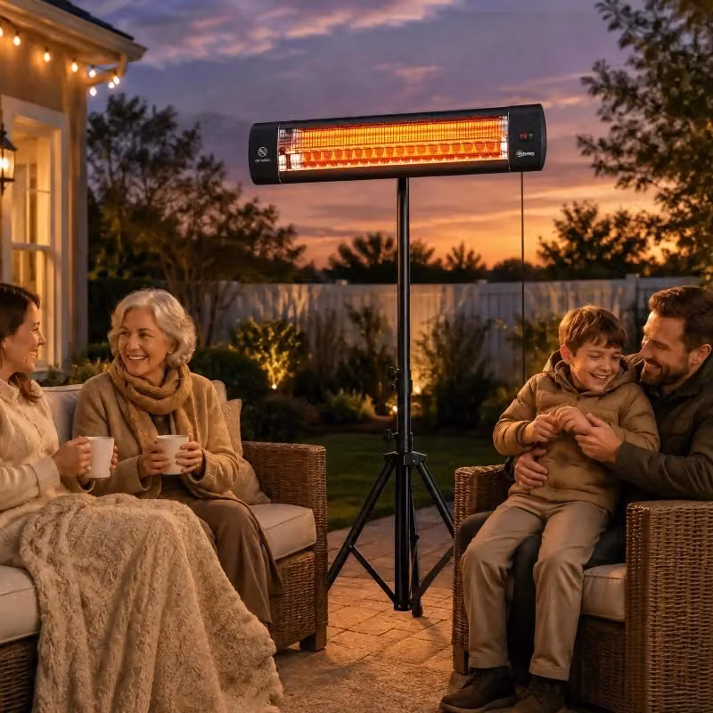 Stufa a infrarossi Outsunny da 2500 W in carbonio con telecomando, 3 livelli di potenza e altezza regolabile da 1,13 a 1,8 m, colore nero – 2