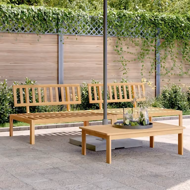 Set di 2 divani centrali da giardino vidaXL in legno massello di acacia color marrone