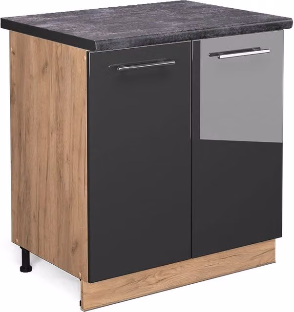 Mobile lavello cucina Fame-Line Antracite lucido/Rovere dorato 80 cm, PL Antracite Vicco