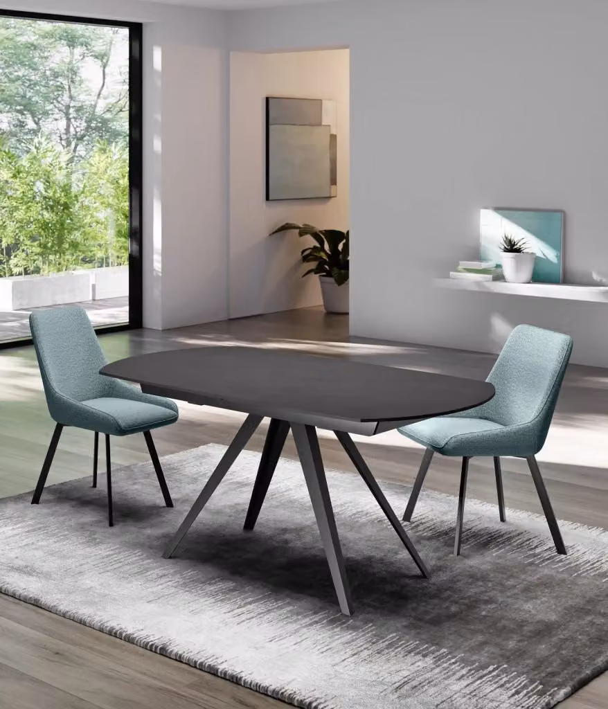 Tavolo Allungabile Stones in Ceramica Grigia con Struttura in Metallo Nero e Finitura Opaca – 2