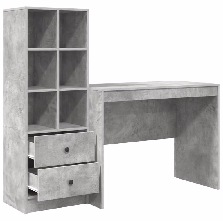 Scrivania con cassetto 2 pcs Grigio cemento