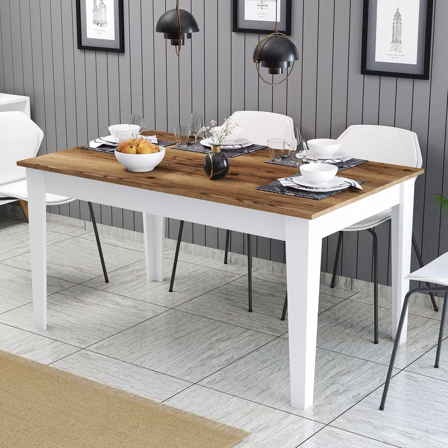 Sicura - Tavolo Fisso, 145x88x75h cm Bianco, 6 Posti