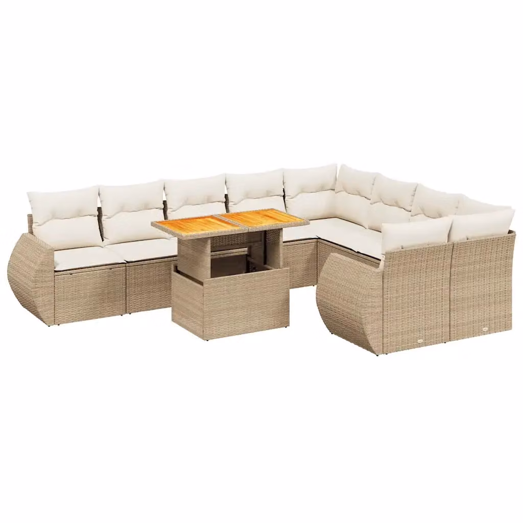 Set da giardino VIDAXL in polyrattan composto da 10 pezzi con cuscini beige e design moderno – 2